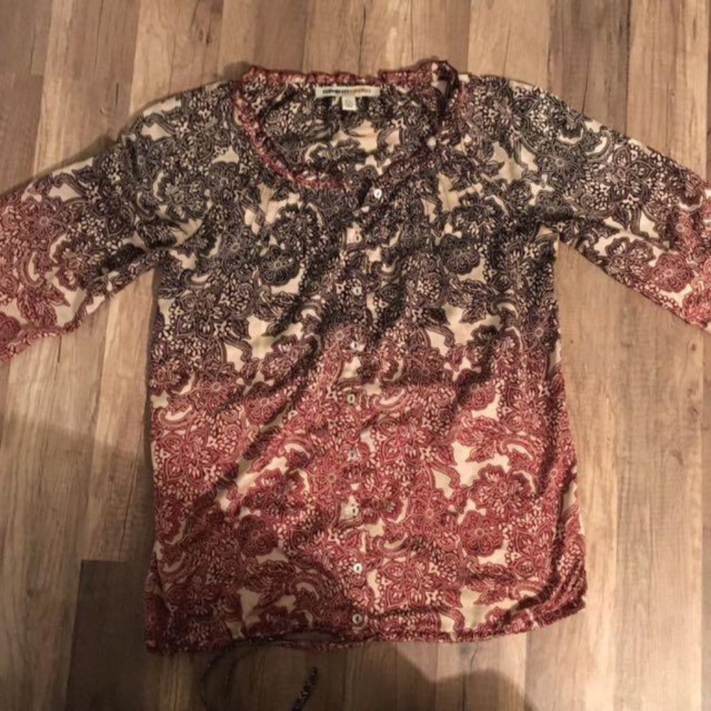 Clements Ribeiro Print Silky Ladies Blouse sz 6